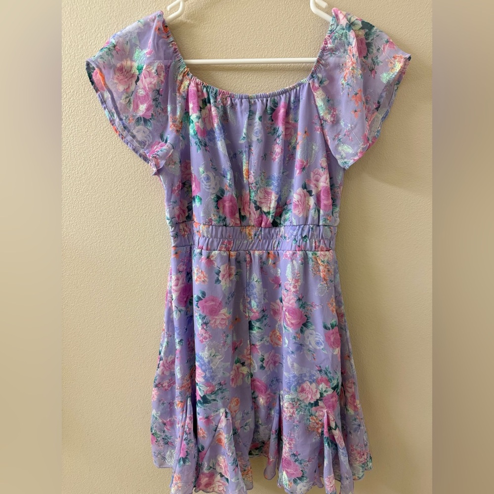 Three Hearts Lavender Floral Kids Dress